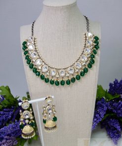 Antique finish uncut Kundan set with Jhumki earrings