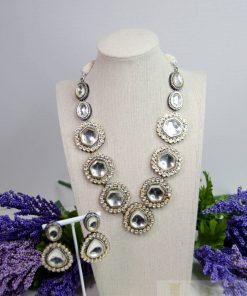 Uncut Kundan silver foiled Necklace set