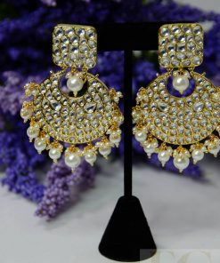 Paachi Kundan Statement Earrings gold foiled